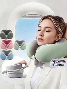 1 Ergonomic U-Shaped Neck Pillow With Storage Bag - Memory Foam Support For Travel And Office Use, Removable And Washable Cover, Lightweight Portable Cervical Pillow For Airplanes, Cars And Beds - Compressible Contoured Design (No Power Required) - A - View 1