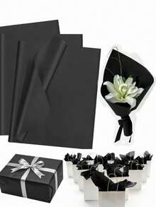 100/50 Sheets Black Tissue Wrapping Paper, Suitable For Birthday, Easter, Mother's Day, Father's Day, Halloween, Christmas, Graduation, Party And All Occasions - Multiple Styles - View 4