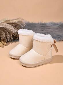 Infant Fashion New Snow Boots With Bow Decoration - Beige - View 3
