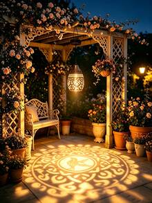 2pcs Solar Hanging Lights, Hummingbird Silhouette Projection Lights, Moroccan Style Metal LED Solar Lights, Warm Light Projection Pattern, Suitable For Garden, Yard, Porch, Balcony, Pathway, Christmas Decoration, Christmas Gift, Best Gift For Family And Friends. - Hummingbird Pendant Light - View 4
