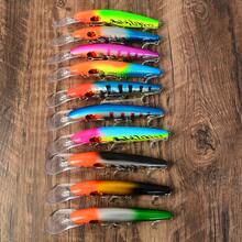 10pcs Long Lip Deep Diving Minnow Lure Set, Heavy Weight Floating Hard Bait, Saltwater Deep Water Fishing Lures For Bass And Grouper - Multicolor - View 1