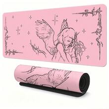 Crying Angel Illustration Desk Mat | Gothic Angel Mousepad, Starry Border - Mouse Pad - View 10