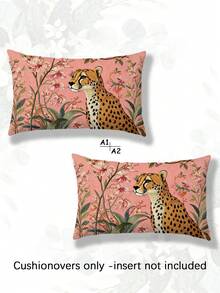 2件裝仿刺繡法式動物與植物主題枕套，居家裝飾禮品，聚酯纖維材質，隱形拉鍊，無填充，適用於居家裝飾、客廳裝飾、枕套、靠墊套、沙發裝飾枕、枕套、腰枕套 - 彩色 - 查看 10