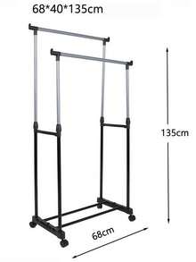 Adjustable And Retractable Floor-Standing Drying Rack (Available In Single- Or Double-Pole Versions); Features Swivel Casters For Mobility-Suitable For Indoor Use, Balconies, Or Bedrooms As A Garment Rack. - Standard Version - View 12