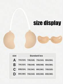 1 Pasang Bra Push-Up Perekat Warna Mangga, Desain Tali Tak Terlihat, Desain Penutup Depan, Memberikan Dukungan Payudara, Nyaman dan Dapat Digunakan Kembali, Cocok untuk Tank Top, Baju Renang, Bikini dan Pakaian Berpotongan V Dalam - Cangkir Mangga dengan Tali Bahu - View 4
