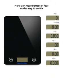 HYUNDAI LCD Kitchen Scale With Tare Function, Digital Food Scale With Gram And Ounce Measurement Units, Suitable For Baking, Cooking, Meal Prep - Black - View 3