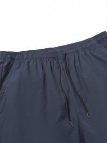 Men's Plus Size Navy Blue Side White Stripe Wide Leg Long Pants Drawstring Elastic Waist Casual Straight Leg - Blue - View 9