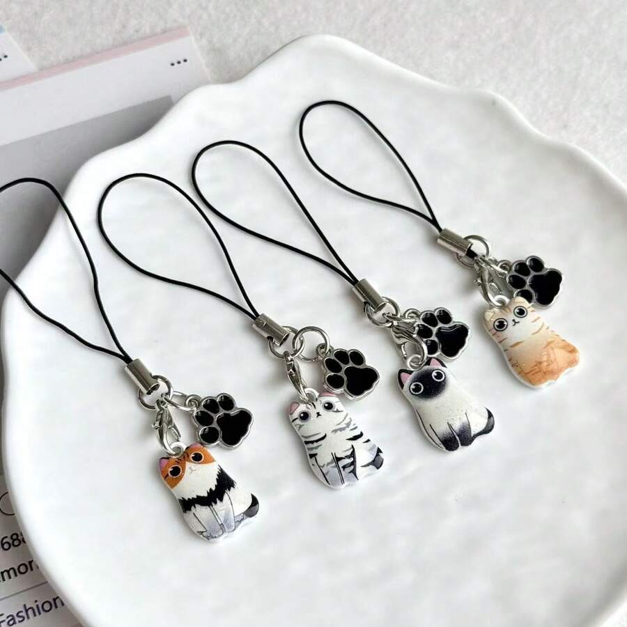 1 buah Liontin Rantai Ponsel Kucing, Dapat Digunakan Sebagai Gantungan Kunci Atau Hiasan Earphone, Cocok Untuk Smartphone