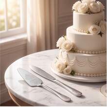 1/2pcs Vintage Embossed Silver Stainless Steel Cake Knife And Cake Tray Set, Includes 24.2cm Cake Mold And 23cm Pie Server, Thickened Rust-Resistant Dishwasher- Triangular Cake Slicer And Serving Utensils, Suitable For Weddings, Birthdays, Anniversaries, Parties And Dessert Baking - Silver - View 4