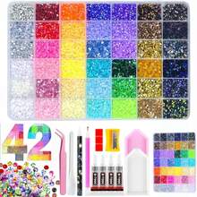 48.000 viên đá resin jelly 60 màu, đá đính mặt phẳng đa màu trang trí, phù hợp cho tranh đính đá, gồm 4 chai keo dán trang sức B7000 10ml và dụng cụ, quà tặng Giáng Sinh sinh nhật cho nữ - Bộ - Xem 14