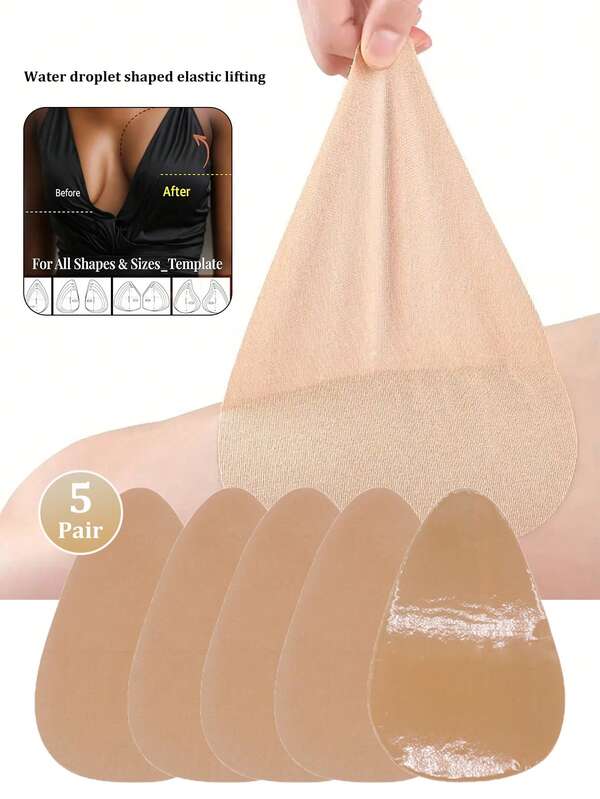 5 paires de coussinets adhésifs de levage de la poitrine sans bretelles grande taille, bande de levage de la poitrine invisible réutilisable pour femmes, adhérence forte antidérapante, extension de soutien-gorge pour usage quotidien et occasions spéciales, design sans couture, ajustement confortable