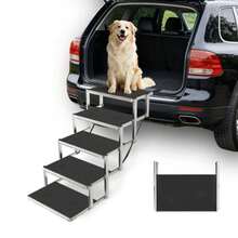 Dog Steps For Car And SUV 5-Step Foldable Pet Stairs For Large Dogs, Non-Slip Heavy-Duty Plastic Dog Stairs, Lightweight And Portable Vehicle Access, Great Alternative To Dog Ramp For Truck - Black - View 3