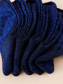 1/5/10 Paar Unisex Marineblau Glänzendes Gold & Silber Lurex Mittelhohe Socken, Bequem Hohe Elastizität, Geeignet für Pendeln, Ganzjähriges Tragen, Feuchtigkeitsableitend, Atmungsaktiv - marineblau - Übersicht 4