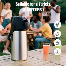 L LEESEPH 1.9L/64oz Stainless Steel Cold Water Pitcher With Lid And Cleaning Brush, 24-Hour Insulated Iced Tea Pot, Cold Beverage Dispenser, Suitable For Iced Tea, Coffee, Juice, Milk, Drinks - Multicolor - View 6