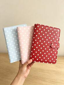 A5 Polka Dot Small Card Storage Album, 4-Pocket 6-Ring Cute Card Collection Binder, PU Leather Cover, Suitable For 2x3 Inch Photo Cards/Trading Cards (Pink/Black/White/Blue/Red) - Rectangle - View 4