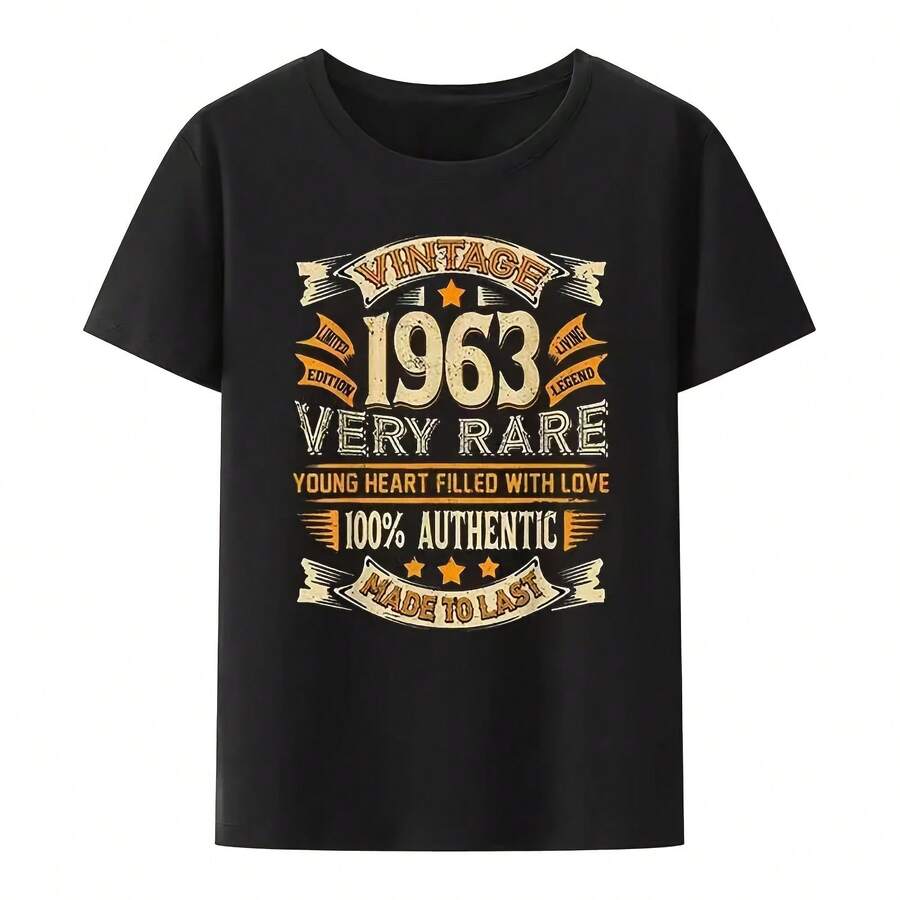 Vintage 1963 sehr seltenes authentisches neu gefertigtes T-Shirt mit Young Herz Allover-Muster, lässiges Streetwear-Top 80117 - Form - Übersicht 1