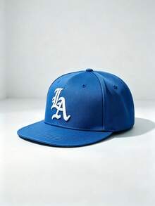 1pc LA Letter Embroidered Flat Brim Baseball Cap, Solid Color Adjustable Casual Street Hip Hop Hat, Unisex - Multiple Styles - View 7