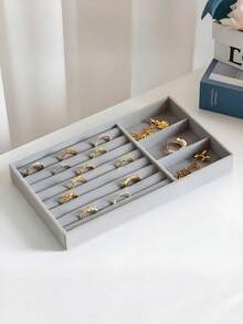 1/4/5/6/7/8/9pcs Velvet Jewelry Tray Set, Large Capacity, Independent Compartments, Stackable Jewelry Display Rack, Earrings, Necklaces, Bracelets, Rings, Hair Clips - Multicolor - View 10