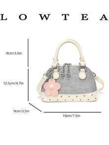 1pc Color Block PU Leather New Women Bag, Shoulder Bag, Crossbody Bag, Fashionable Shell Handbag, Adjustable Strap, Suitable For Girls, College S - Baby Blue - View 3