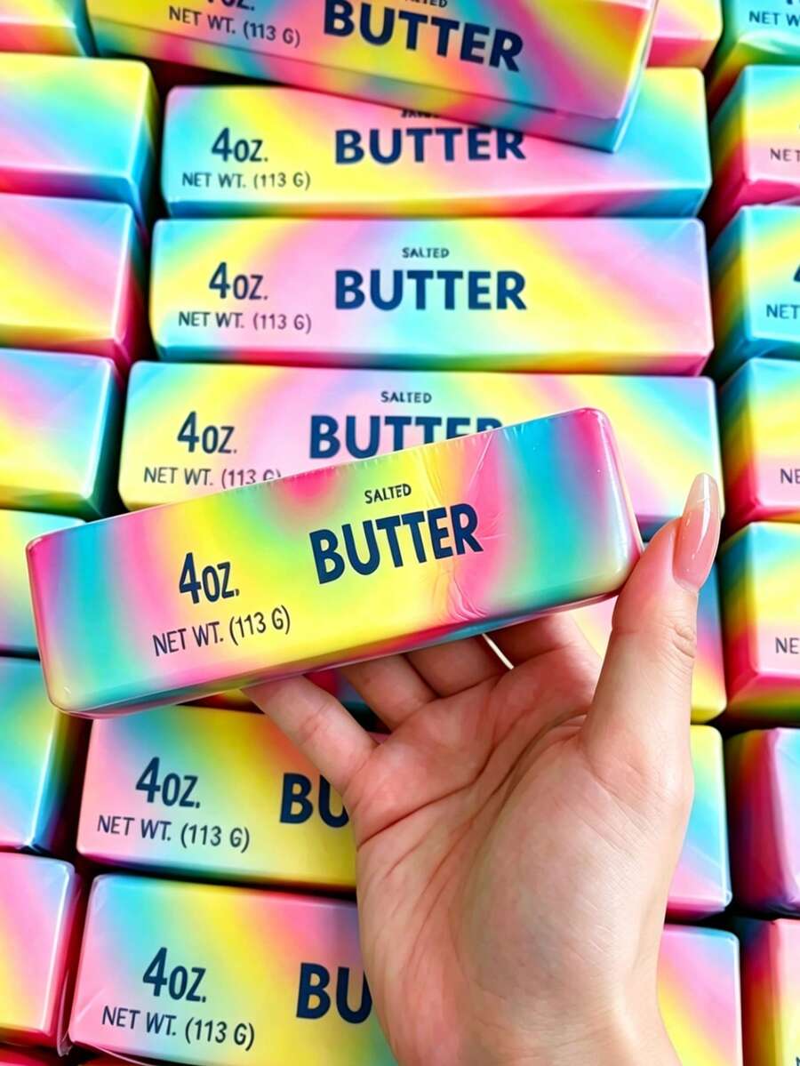 Realistic Colorful Butter Squeeze Toy, Rainbow Color - Soft Pressure-Resistant , Suitable For Teens And Adults, Slow Rebound Sensory Stress Relief Toy, Fun Prank Gift, Suitable For People With Autism Or Pranks, Great Hand Feel, Milky Scent, Pressure Relief Stress Squeeze, Moist Stretchable Anxiety Relief And Focus Small Toy, Adult Prank Gift - Pink Butter - View 1