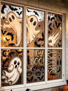 6/3/1 buah Stiker Jendela Halloween Dua Sisi Bergambar Hantu, Tahan Air, Dapat Digunakan Kembali, Stiker Hantu & Kelelawar Menakutkan, Cocok untuk Dekorasi Liburan, Rumah, Kantor, Sekolah, dan Kaca - Beraneka warna - View 3