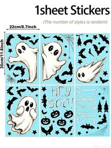 6/3/1 buah Stiker Jendela Halloween Dua Sisi Bergambar Hantu, Tahan Air, Dapat Digunakan Kembali, Stiker Hantu & Kelelawar Menakutkan, Cocok untuk Dekorasi Liburan, Rumah, Kantor, Sekolah, dan Kaca - Beraneka warna - View 5
