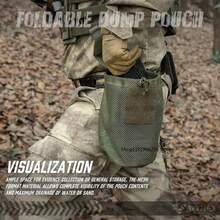 Bolsaáctica MOLLE - Bolsa de Utilidad Enrollable con Cordón para Cargadores, Bolsa de Cintura Plegable con Bolsillo de Malla EDC para Caza y Tiro DKKV - Negro - Ver 4