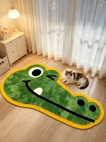 1pc Green Cute Crocodile Head Pattern Floor Mat, Bathroom Mat, Bathroom Rug, Door Mat, Small Rug, Carpet, Floor Mat, Home Decor, Area Rug, Outdoor Mat, Home Decor, Area Carpet, Bedroom Rug, Washable Carpet - Multicolor - View 3