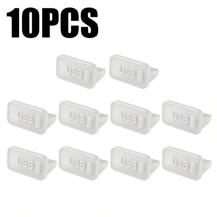 10PCS USB-A Silicone Dust Plug, Dustproof USB Port Protector Caps Size 13*7*6mm, Anti-Dust Cover For Laptop, Notebook & PC USB Charging Ports - View 1