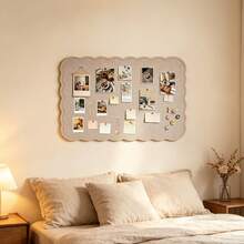 1pc Scalloped Edge Felt Board, Memphis Style Self-Adhesive Bulletin Board, No-Drill Wall-Mounted Notice Board, Removable Reusable Memo Board, Photo Wall Display Board, Pin Board Message Board, Background Board, Wall Decor, Room Decor, Bedroom, Office - Wavy - View 11