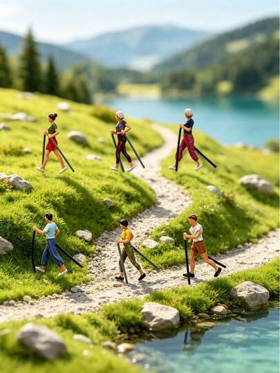 1 Box 6pcs Premium 1:87 Scale Mountaineering Model Figures, Collectible Display 2cm/0.78in, ABS Material 6 Styles, Suitable For Story-Rich DIY Gifts, Model Enthusiasts Building Mountain, Snow, Grassland And Other Natural Scenes, Miniature Model, Mini Garden Decoration, Macro Photography, Suitable For Ages 14 And Above