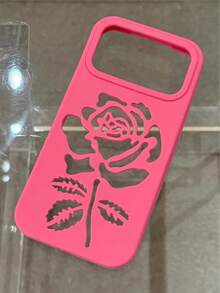 Ins Vintage Rose Pink Hollow Rose Flower 17 Pro Max Phone Case New Apple 16 Pro Protective Cover 15 Girl 16 Pro Max - Hot Pink - View 2