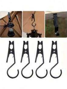 4pcs PVC Lightweight Hooks, Camping & Travel Essentials - Multi-Functional Outdoor Tent Clips, Can Securely Hang Gear, Towels And Other Items - Multicolor - View 1