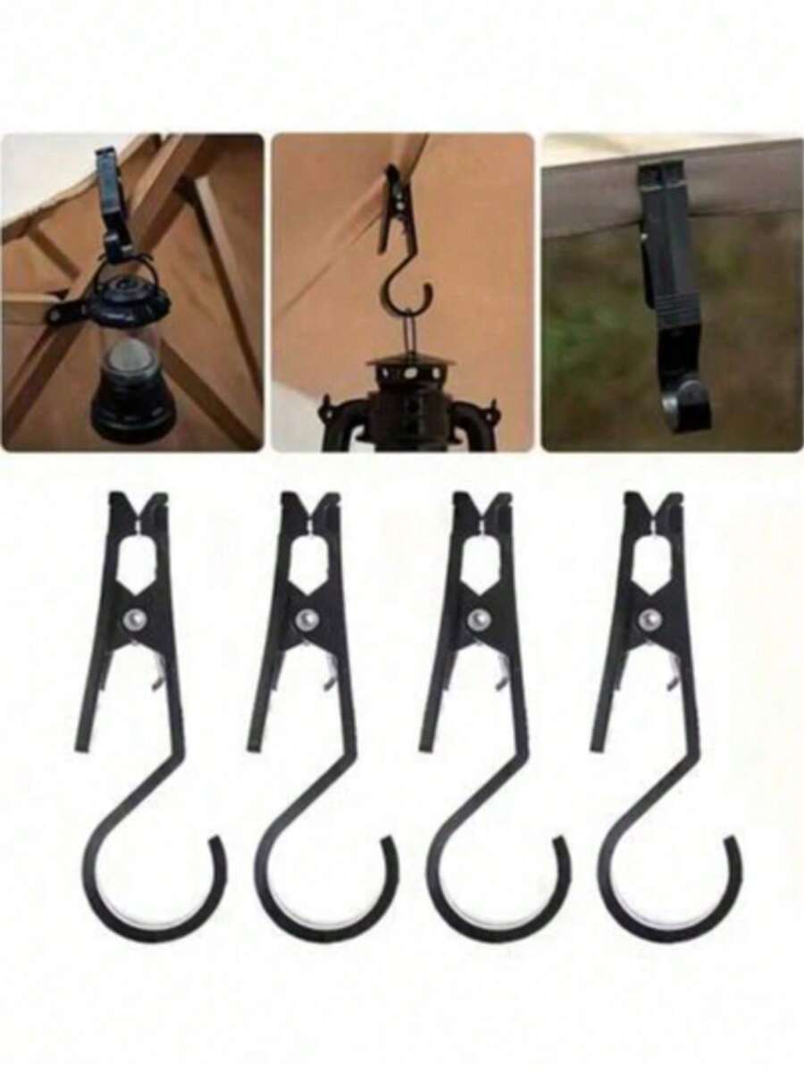 4pcs PVC Lightweight Hooks, Camping & Travel Essentials - Multi-Functional Outdoor Tent Clips, Can Securely Hang Gear, Towels And Other Items - Multicolor - View 1