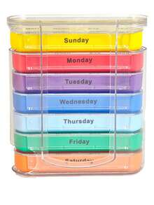 2/1pc 28-Compartment 7-Day Portable Pill Box, Stackable Daily Pill Organizer - (4 Times Per Day) Weekly Medication Reminder - Premium Weekly Morning/Evening Pill Box For Morning, Noon, Evening And Bedtime Medication, With 7 Separate Stackable Compartments, Daily Medication Organizer, Also Suitable For Storing Vitamins, Travel Essentials, Mother's Day, Pill Box, Gift For Seniors - Multicolor - View 14