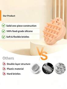 1pc Clover-Shaped Silicone Scalp Massage Brush, For Scalp Cleaning & Massage, Dry & Wet Use, Solid Color, Portable Travel Hair Comb Massage Brush - Multicolor - View 4