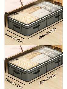 1pc Large Capacity Underbed Storage Bag With Transparent Top Cover, Foldable Frameless Design, Can Store Shoes, Pillows, Blankets, Suitable For Bedroom, Study Room Clutter, Dormitory Essential Home Shoe Storage Bag, Shoe Organizer Bag, College Dormitory Necessity - Grey - View 9