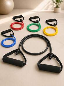 5 Sets 5-Level Resistance Bands With Handles, Suitable For Home Fitness, Pilates And Body Shaping - Multicolor - View 12