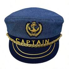 1pc Yacht Party Sun Protection Navy Hat, Captain Embroidered Role Play Sailor Cap - Multicolor - View 8