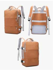 Dedoo Multi-Color Backpack, Solid Color Minimalist Design, Multiple Zipper Pockets, Large Capacity Student School Bag, Suitable For University Campus Students Travel, Minimalist Business Style - Multicolor - View 9