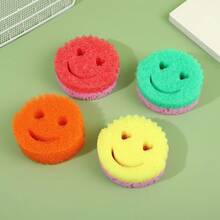 1/3/5pcs Heart & Smiling Face Multi-Functional Dual-Layer Temperature-Sensitive Cleaning Sponges, Cute & Powerful Stain Removal, Double-Sided Kitchen Sponge, Temperature-Sensitive Gentle Cleaning Pad, Suitable For Dishware Cleaning, Multi-Purpose Sponge Tray For Modern Kitchen Sink, Dishwashing - A - View 3