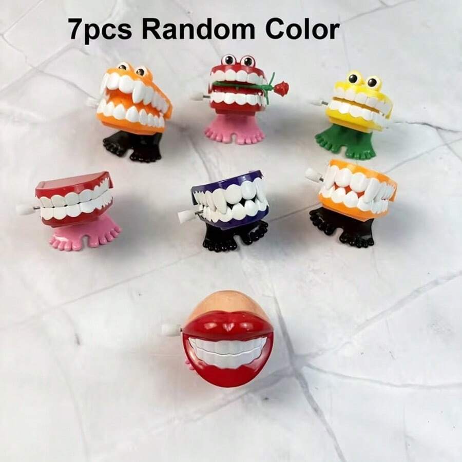 7pcs Wobbly Walking Teeth With Eyes - Moving Teeth Model, Wobbly Mechanical, Novelty Gift, Suitable For Adults, Birthday/Halloween/Christmas Gift, Fun Design (Random Style)