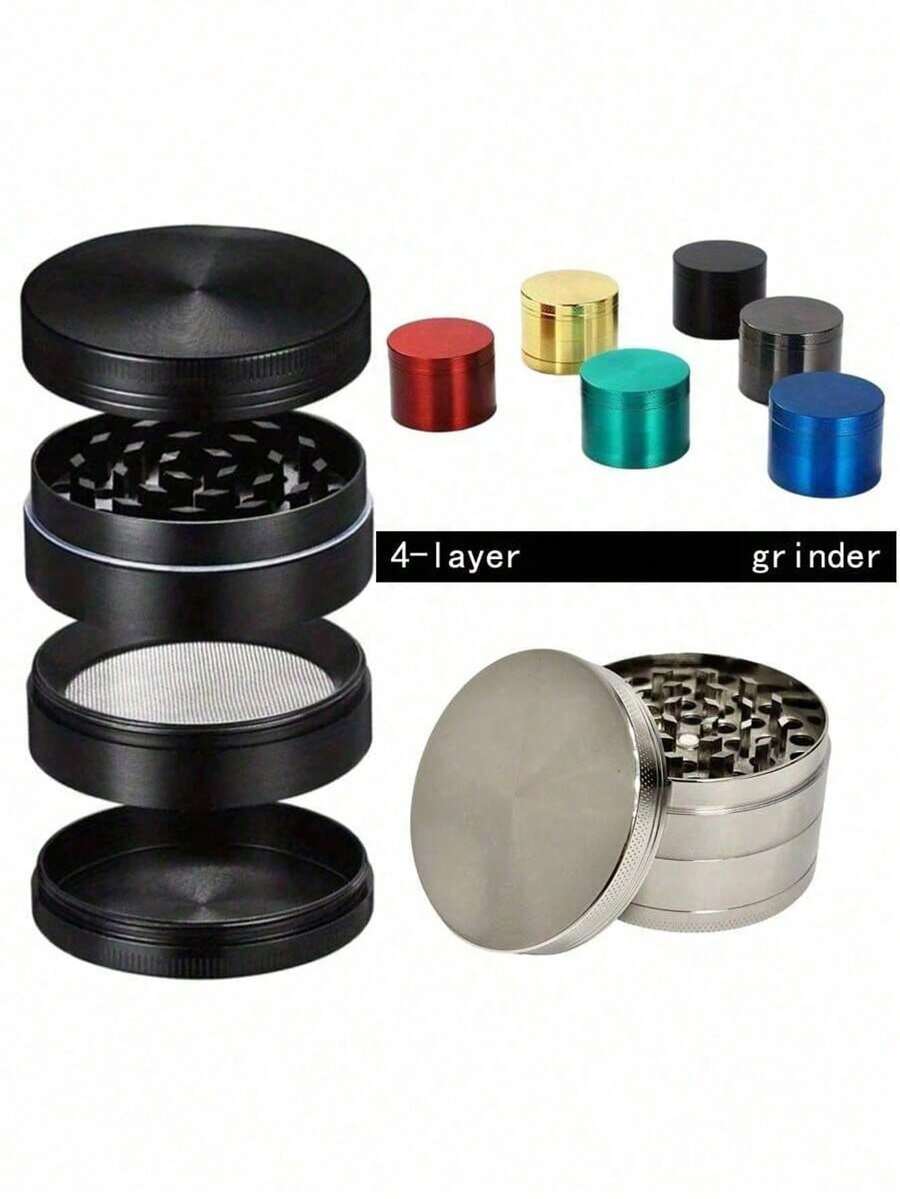 1/2pcs Portable Metal Grinder, Tool Grinder, Cute Design, Better Grip, Kitchen Essential, Cute Aluminum Alloy, Travel Essential, Camping, Durable Metal Grinding Bed, With Anti-Slip Knurled Cap