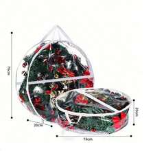 Round Christmas Wreath Storage Bag With Portable Handle, Dust-Proof Storage Box, Suitable For Christmas Wreaths And Decorative Ribbons, Can Be Placed In Closet, Garage, Basement, Ideal Storage Solution For Christmas, Wedding, Birthday, Camping Party Decorations And Gift Wrapping Paper - Red - View 17