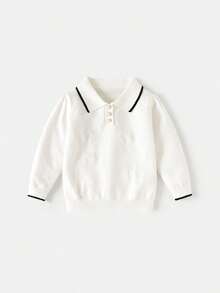Girls' Bow-Knit Floral Collar Sweater, New Autumn/Winter Children's Knitwear - White - View 1