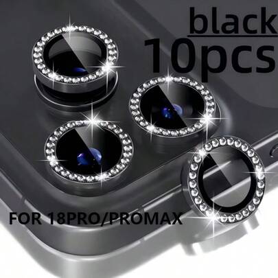 10PCS Diamond Eagle Eye Lens Film Compatible With Apple 11/12/12Mini/11Pro/11ProMax/12Pro/12ProMax/13/13Mini/13Pro/13ProMax/14/14Plus/14Pro/14ProMax/15/15Plus/15Pro/15ProMax/16/16Plus/17/16Pro/16ProMax/16E/SE4/17E/17Pro/17Promax/17Air/18PRO/18PROMAX Sparkling Diamond Fashion New Niche Lens Film Premium Lens Cover Rear Camera Protection Ring, Essential Gift, Explosion-Proof Anti-Scratch, High-Definition Lens Protection.