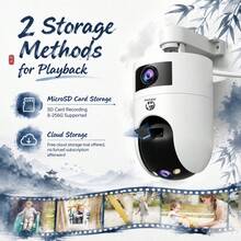 JOOAN CAM720 APP, Home Security Camera, Dual-Band WiFi Outdoor Monitoring Camera, 4MP Dual Lens, Smart Auto Tracking, Day And Night Full Color Night Vision, Two-Way Audio Intercom, Home Security Choice - Black and White - View 4