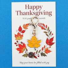 5pcs/10pcs Autumn Fall Enamel Lobster Clasp Keychain, Maple Leaf Pumpkin Gnome Turkey Corn Charm, Thanksgiving Paper Card, Seasonal Pocket Hug Gift - Multicolor - View 8