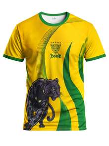 Brazil Style Customized Men's Soccer Jersey & Customizable Name And Number & Round Neck Soft Lightweight Sports Top & Training, Daily, Gift - Yellow - View 4