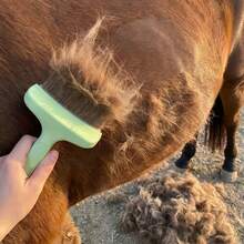 1pc Horse Grooming Brush + 1pc Horse Toothbrush Finger Sleeve, Suitable For Horses And Ponies, Heavy Duty Winter Fur Cleaning Tool With Ergonomic Handle, Professional Stable Grooming Comb, Suitable For Livestock, Horse Riding Equipment Dehairing Brush - A - View 6
